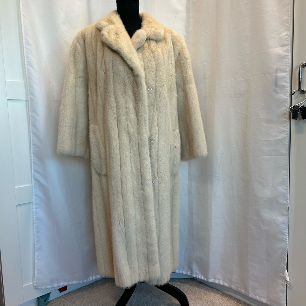 Cream mink long fur coat vintage - Picture 11 of 11